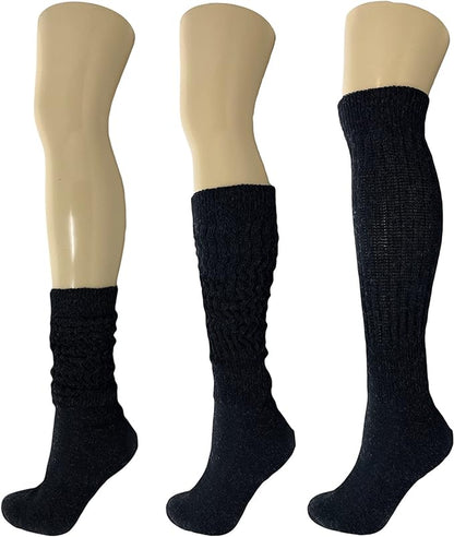 Cotton Slouch Boot Socks for Women Shoe Size 5-10 - 3 Pairs