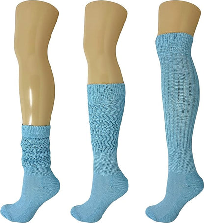 Cotton Slouch Boot Socks for Women Shoe Size 5-10 - 3 Pairs