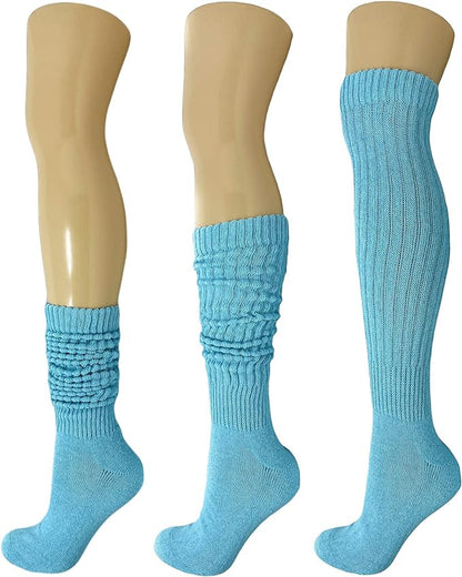 Cotton Slouch Boot Socks for Women Shoe Size 5-10 - 3 Pairs